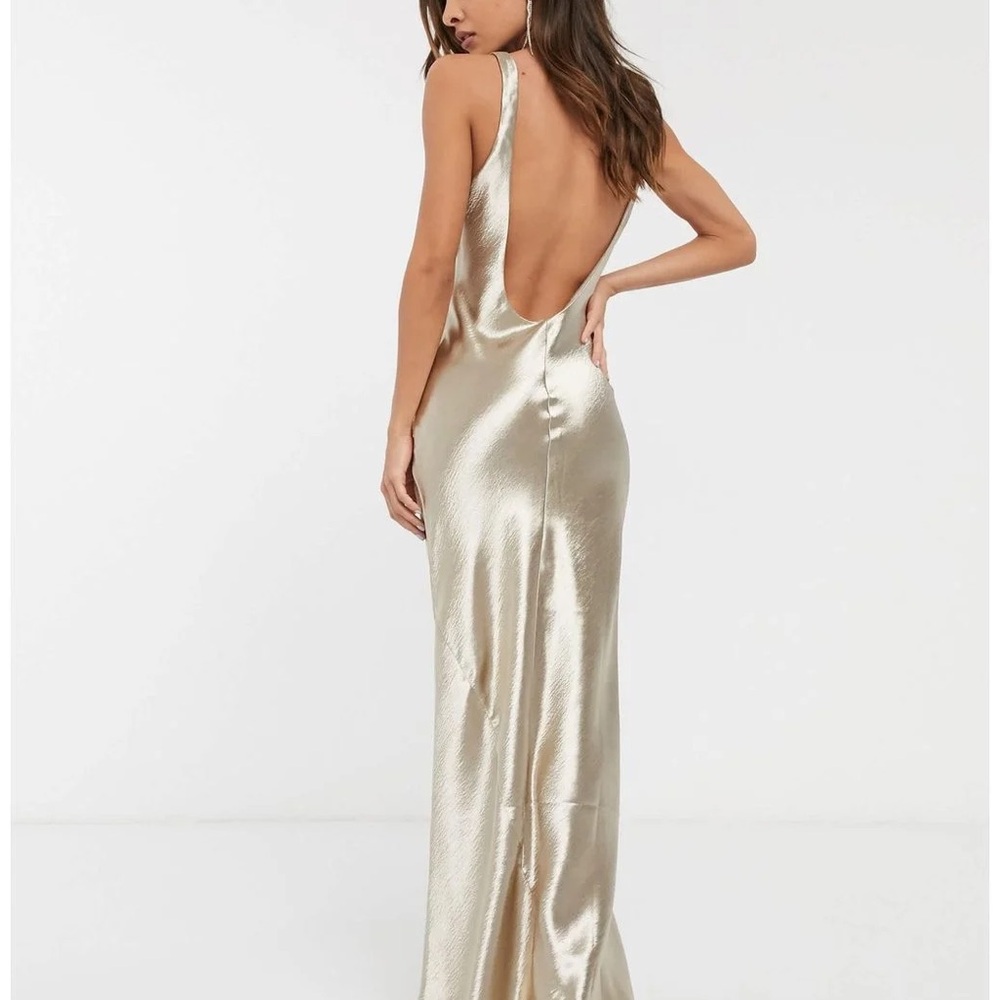 ASOS Gold Satin Scoop Back Dress